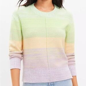 LOFT Ombre Elbow Sleeve Sherbet Pastel Rainbow Sweater XL